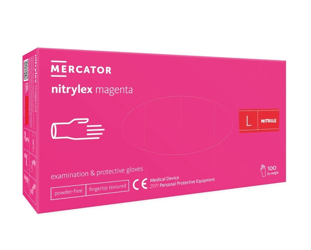 Rękawice nitrylowe różowe Mercator magenta - L